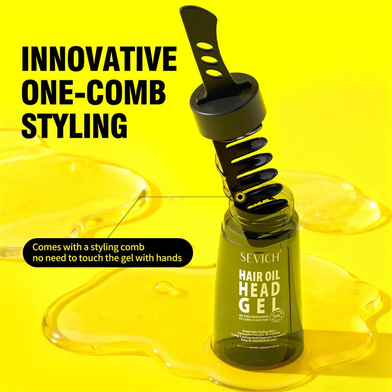 2 in 1 Hair Wax Gel With Wide Tooth Comb Men Long-lasting Fluffy Hair Styling Oil Hair Styling Cream Liquid Fluffy Comb 260ml